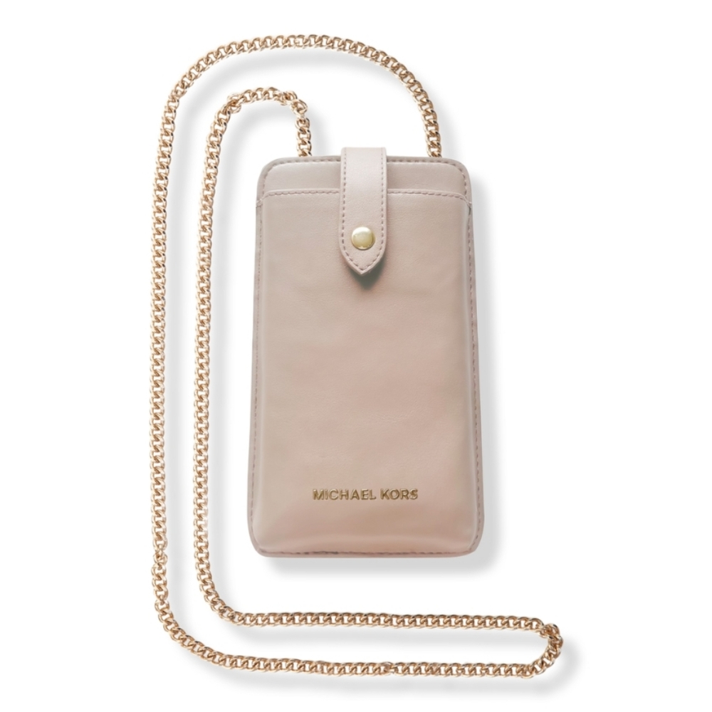 MICHAEL KORS CHAIN LINK CROSSBODY PHONE CASE.